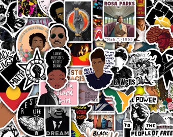 Black Rights Stickers Sheet -Waterproof Vinyl Decals 40 designs (4 Full Sheets)