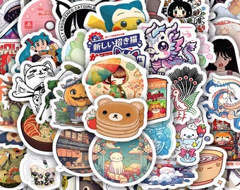 Kawaii Japanese Stickers Sheet - Vinyl Waterproof Decals 40 designs (4 Full Sheets)