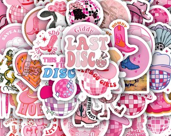 Disco Cowgirl Stickers Sheet, Waterproof Vinyl Laptop Decals 40 designs (4 Sheets)