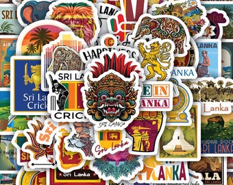Sri Lanka Heritage Stickers Sheet, Vinyl Waterproof Laptop Decals 40 designs (4 Sheets)