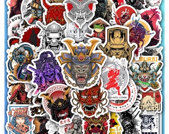 Japanese Bushido Stickers Sheet, Vinyl Waterproof for Gift , Laptop 40 designs (4 Sheets)