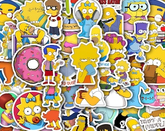 Simpsons Stickers Sheet-Waterproof Vinyl Decals for Laptop, Gifts 40 designs (4 Full Sheets)
