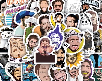 Post Malone Sticker Sheet - Waterproof Rap Music Decals 40 designs (4 Full Sheets)