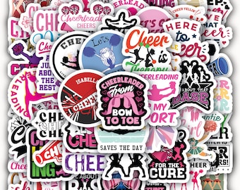 Cheerleading Stickers - Cheering Girl Aesthetic - Waterproof Vinyl Decal 40 designs (4 Sheets)