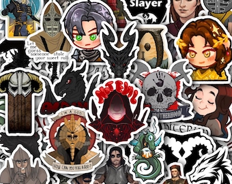 Skyrims Stickers Sheet –Vinyl Decals for Laptop, Water Bottle Decals (40 Designs)