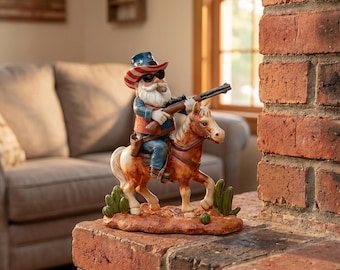 Patriotic 4th of July Gnome, Resin Cowboy Gnome Riding Horse, American Flag Uncle Sam Decor, Funny Indoor Tabletop Gift, Western Ornament