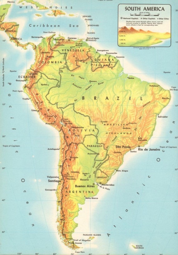 Как выглядит южная америка на карте South America. A Dynamic Color illustration of the continent of South America wi