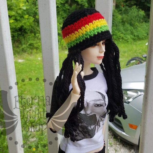BJD / Barbie / Blythe Rasta Dreadlock Hat (TOUTES LES TAILLES DE DULL) Beanie Vêtements Rastafarian Dreads