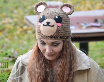 ALL SIZES/COLORS Kawaii Bear Beanie Crochet Cute Adorable