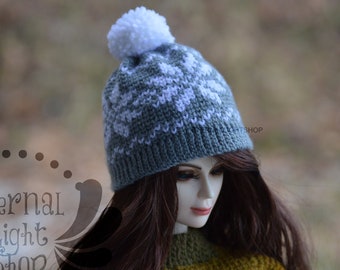 READY to SHIP 1/3 BJD Doll Snowflake Fair Isle Beanie 8-9"