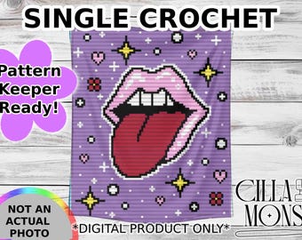 Lips & Tongue Crochet/Tapestry Pattern INSTANT Download Pattern Keeper Ready