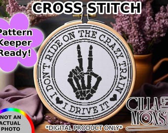 Crazy Train Cross Stitch Pattern INSTANT Download Pattern Keeper Ready