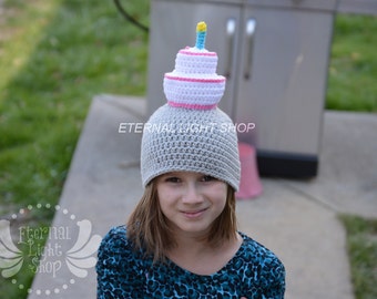 ALL SIZES/COLORS Birthday Cake Beanie Crochet