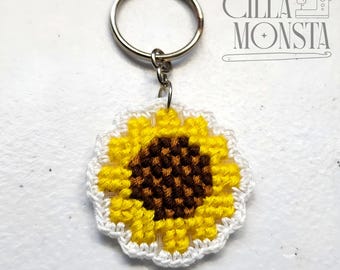 Sunflower Keychain Cross Stitch & Crochet