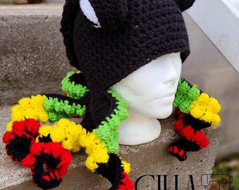 Rasta Inspired Octopus Kraken Hat Adult Size