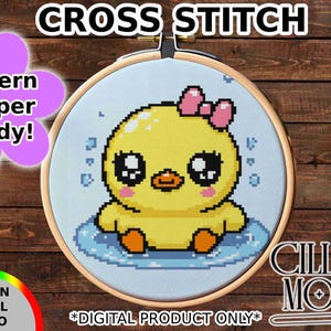 Wzór do haftu krzyżykowego „Kawaii Duck Graph”, do natychmiastowego pobrania, gotowy do użycia w Pattern Keeper