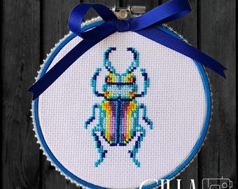 Beetle Cross Stitch 5" Hoop