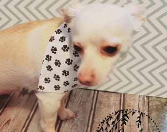 Pet White Paw Prints Bandana (XS-XXL)