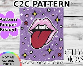 Lips & Tongue C2C Pattern INSTANT Download Pattern Keeper Ready