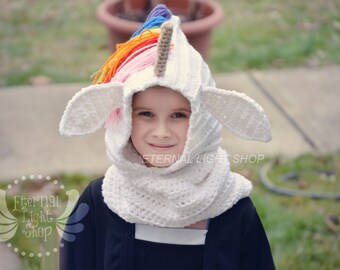 Any Sizes & Colors Unicorn Crochet Hooded Cowl/Scoodie