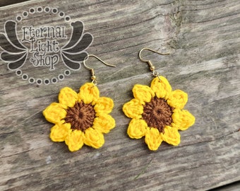 Crochet Sunflower Earrings