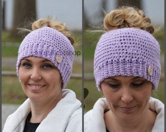 ALL SIZES/COLORS Ponytail Messy Bun Beanie Hat