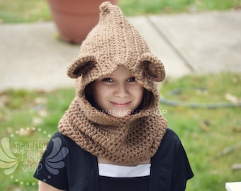 Any Sizes & Colors Bear Crochet Hooded Cowl/Scoodie