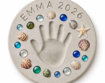 Kit para crear losas con huellas de manos, losas de jardín personalizadas, recuerdo de huellas de pies de bebé, regalo de manualidades de cemento para mamá, abuela y niños.