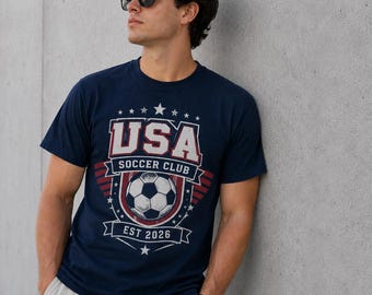 Maillot USA Soccer Club, t-shirt Patriotic Game Day 2026, mélange de coton bleu marine