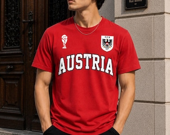 Austria Football Fan Shirt, Red Supporter Tee, World Cup Match Day Apparel