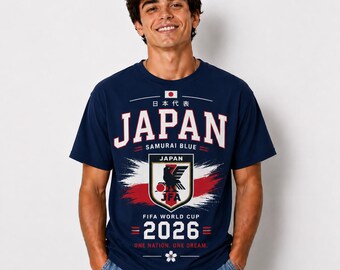 Maillot de supporter de football Japon 2026, T-shirt de supporter de football samouraï bleu