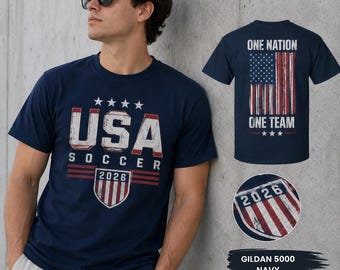 Maillot de football américain, t-shirt patriotique fan 2026, mélange de coton bleu marine vêtements pour les matchs de football