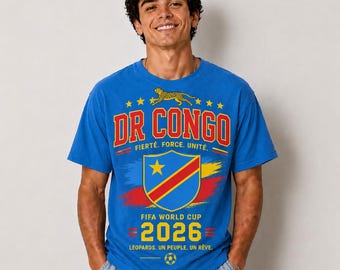 Maillot de supporter de football RD Congo 2026, tee-shirt de football léopards, vêtements de jour de match