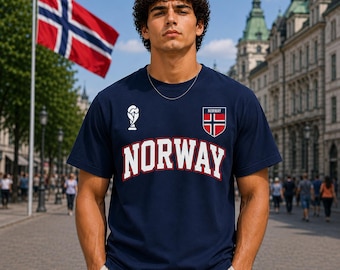 Norway Football Fan Shirt, Navy Supporter Tee, Match Day Apparel