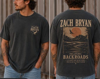 Zach Bryan Oklahoma Backroads Comfort Colors® Tee, Vintage Western Concert Merch