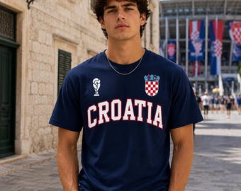 Croatia Football Fan Shirt, Navy Supporter Tee, World Cup Match Day