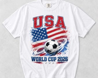 Maillot de football américain Comfort Colors®, t-shirt de supporter de la Coupe du monde 2026, vêtements patriotiques pour le jour du match
