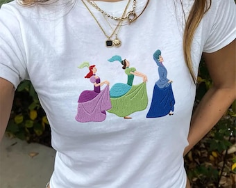 Embroidered Cinderella Tremaine Family Baby Tee, Retro Evil Stepmother T-shirt, Vintage Cartoon Lover Sweatshirt, Park Vacation Wear.