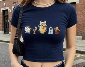 Embroidered Vintage Disney Belle Baby Tee, Retro Cartoon T-shirt, Book Lover Gift Sweatshirt, Park Vacation Outfit