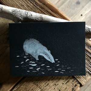 Art Postcard- Cartolina by Simona Dimitri / ILLUSIMI  - limited edition numerata  -serigrafia a mano  su cartoncino nero