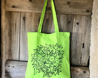 Tote Bag - CONVOLVOLUS  by ILLUSIMI - serigrafia manuale -pezzo unico -screenprint -  organic cotton