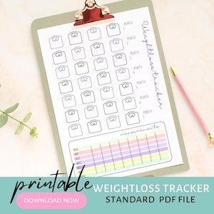 Fitness Journey Printable Weightloss Tracker Download Now