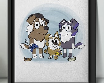 Bluey Themed Family Portrait