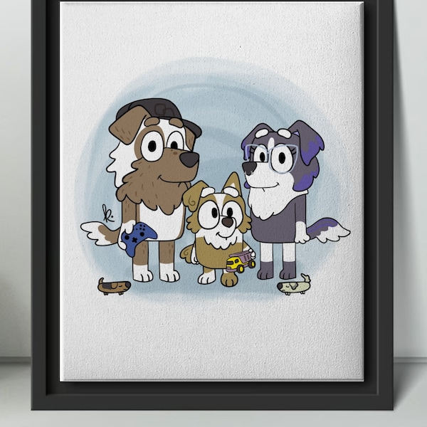 Bluey Themed Family Portrait