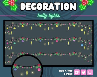 Weihnachtsstechpalme Lichterkette Twitch Stream Overlays - Digitaler Download (3er Pack)