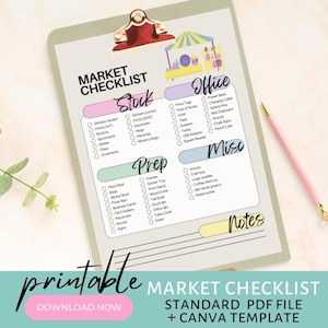 Market Prep Printable To Do Checklist Tracker Download | Editable Canva Template | 8.5" x 11" PDF