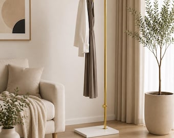 Modern Scandinavian Valet Stand, Freestanding Metal Clothes Rack, Bedroom Organizer, Minimalist Garment Rack, Clothing & Accessories Storage