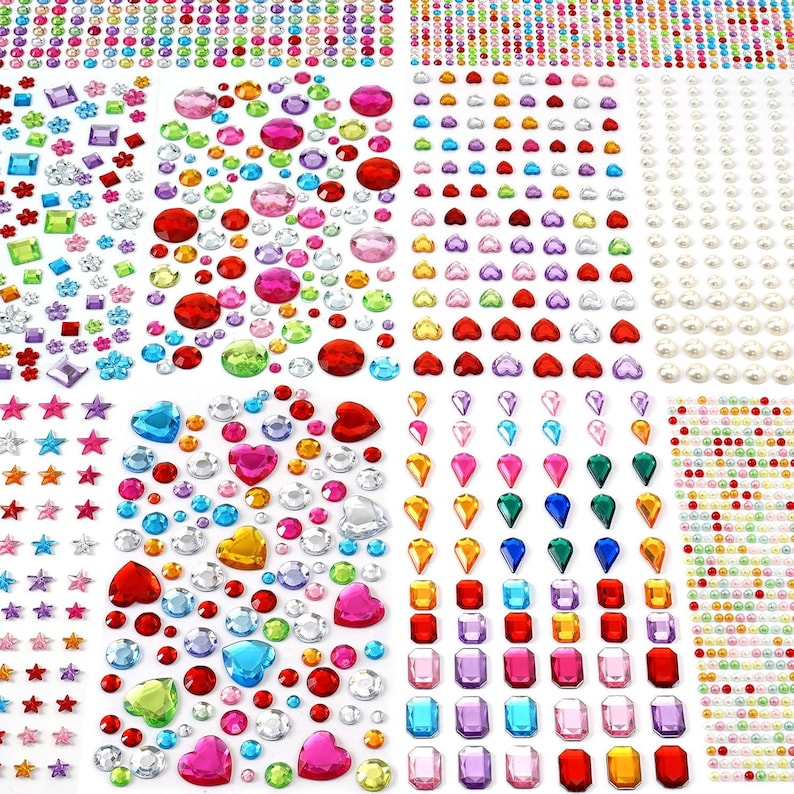 2774pcs Gem Stickers Jewels for Crafts, Self Adhesive Rhinestone Jewel Stick on Gems, Acrylic Bling Heart Stickers, Craft Supplies for Kids bild 1