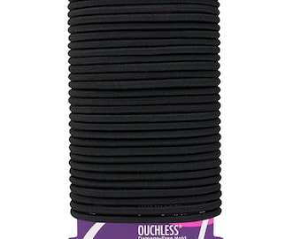 Goody Ouchless Black Hair Ties, 30 Count Elastic Hair Bands, 4mm Pain-Free Ponytail Holders for Women