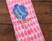 Shocking Pink Hundreds & Thousands Tea Towel in 100% Linen